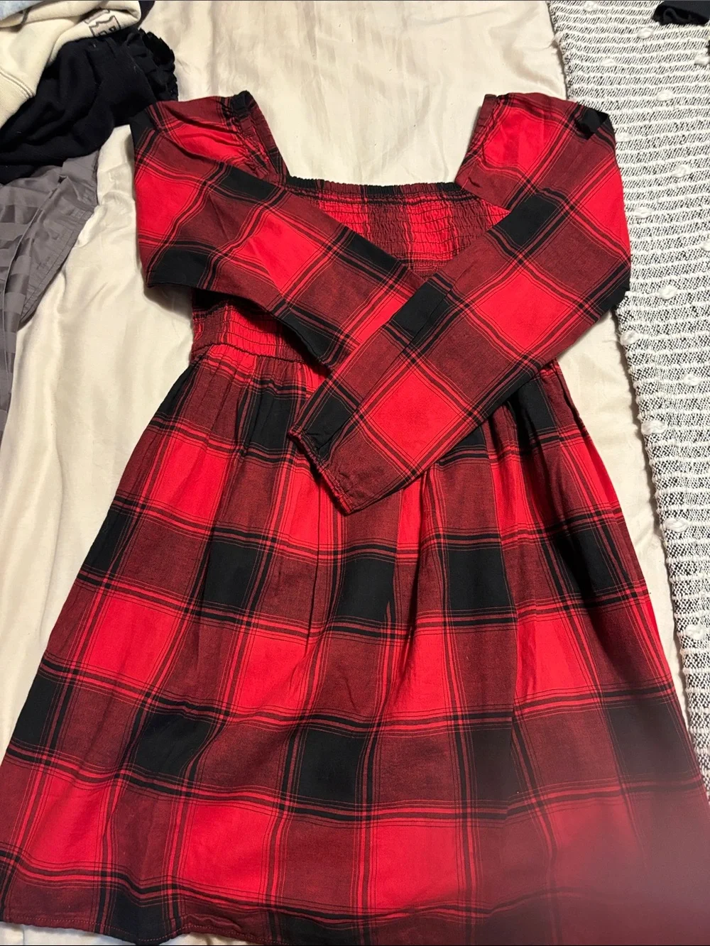 GAP Red and Black Plaid Long-Sleeve Girls Dress